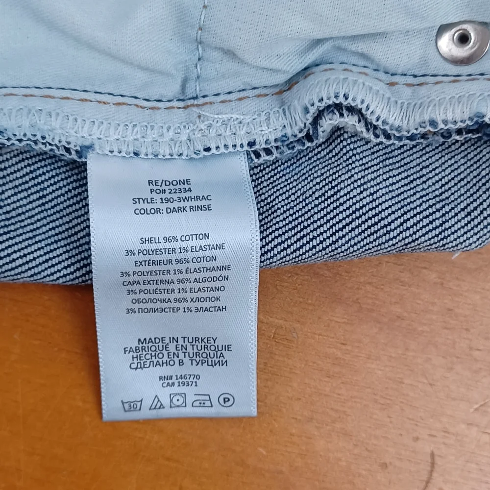 RE/DONE 90's High Rise Ankle Crop Jean Size 25 Women Button Fly In Dark Rinse